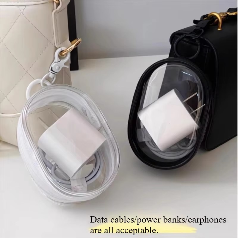 Cable Winder Keychain - Bolsa de Almacenamiento Transparente Portátil con