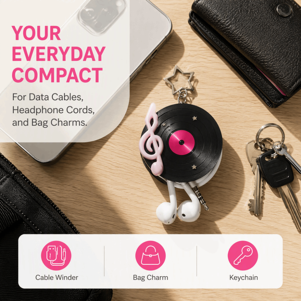 Cable Winder Keychain - Llavero de Vinilo Y2K con Forma